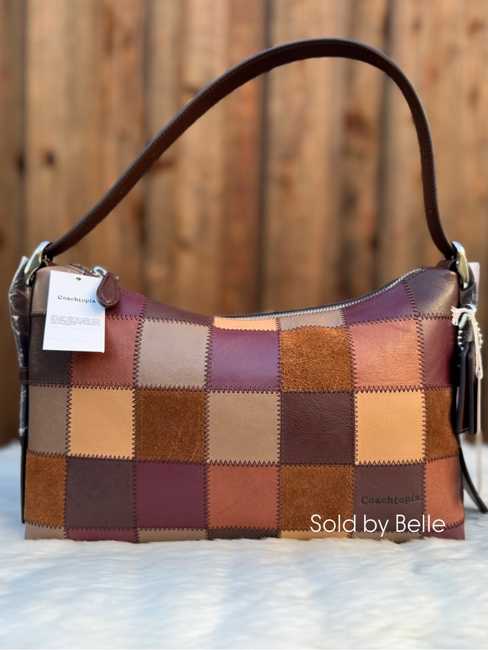 NWT Coachtopia Alter Ego Checkerboard Slouchy Shoulder Bag